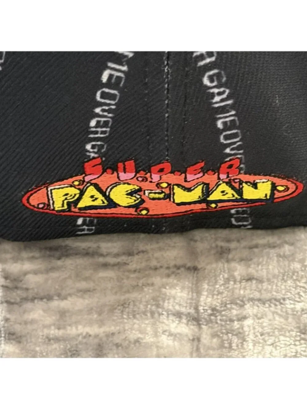 Headgear Classics Pac-Man Fitted Hat Size 7 Blue Black Super Gamer Arcade Cap